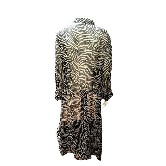 Trio New York Size 14 Sheer Zebra Print Vintage Silk Dress Resort Wear Cover Up - Picture 5 of 9